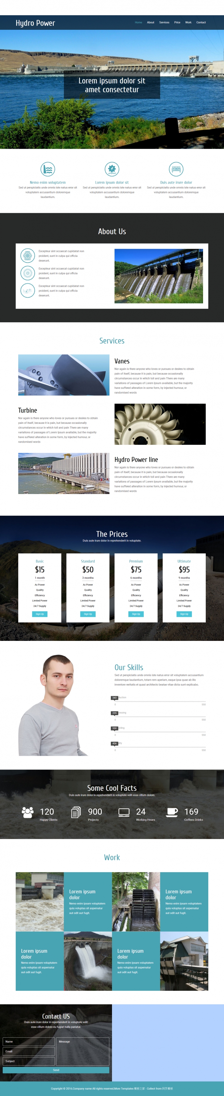 蓝色简约化的水利发电站企业网站模板下载