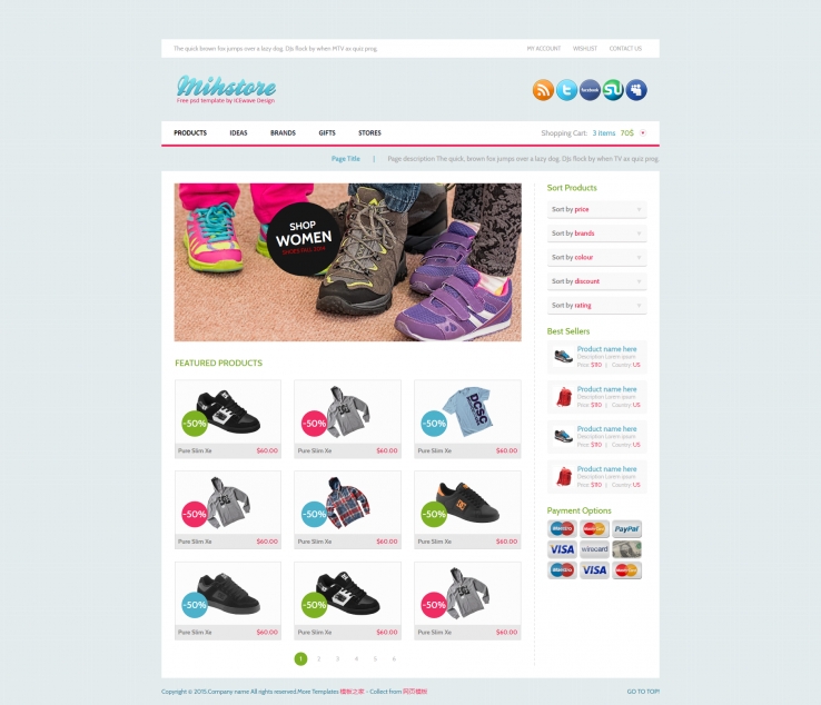 简洁风格的鞋子服装品牌商城网页模板下载
