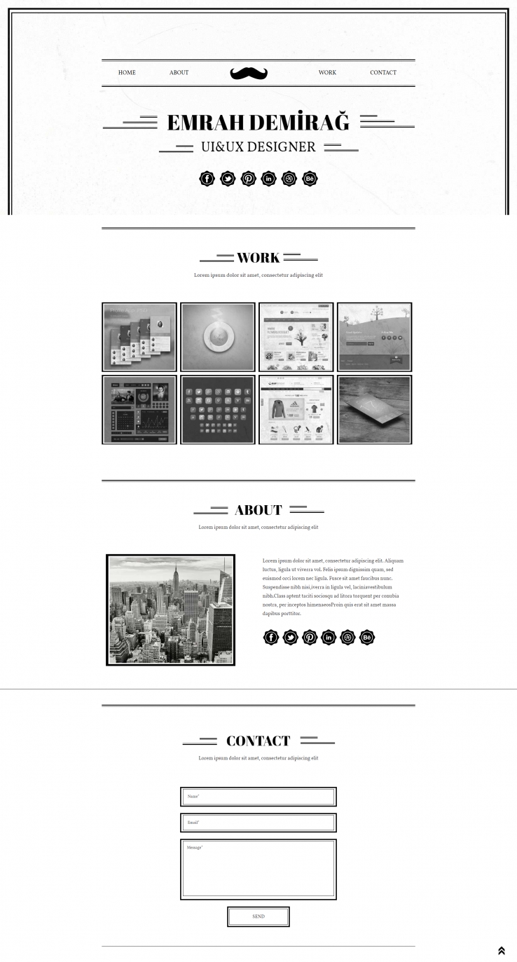 个性黑白边框简洁的设计师企业网站模板下载
