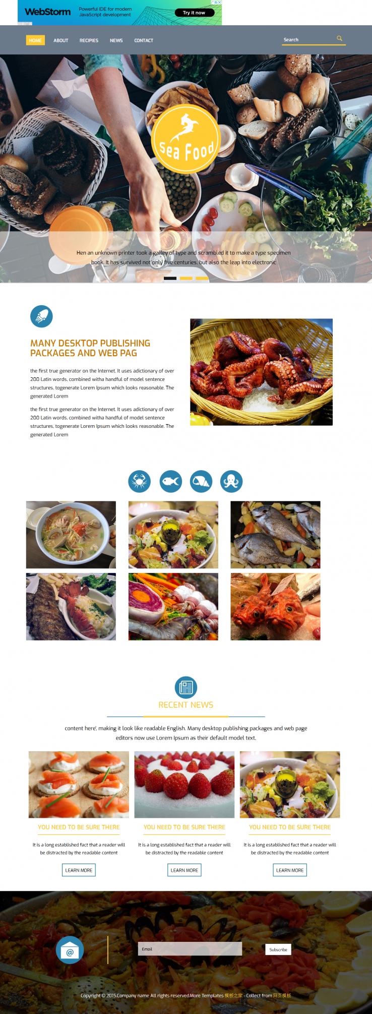灰色简洁的海参海鲜餐厅企业网站模板下载