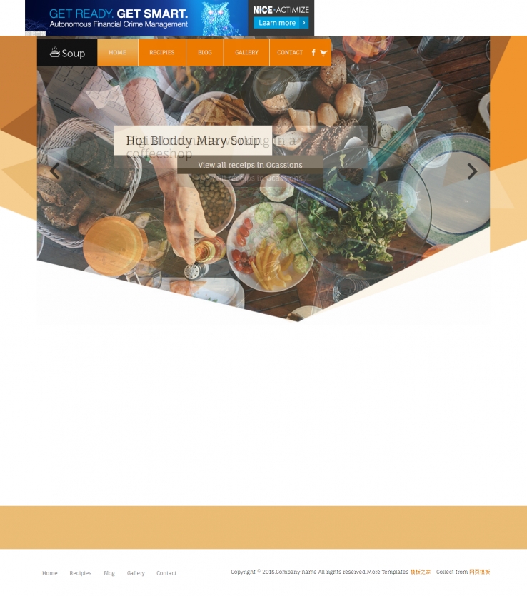 橙色简洁大气的西餐厅餐饮美食企业网站模板下载