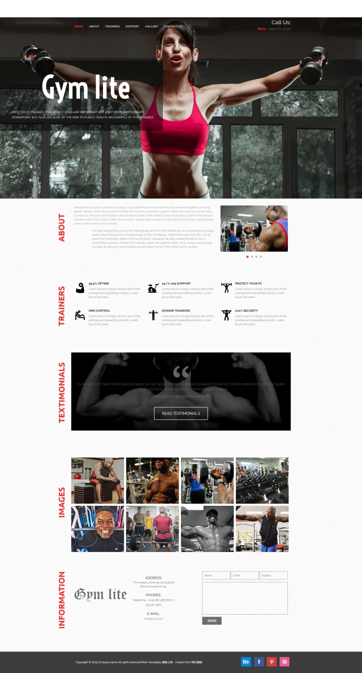 黑色宽屏的商务健身运动会所网站模板下载