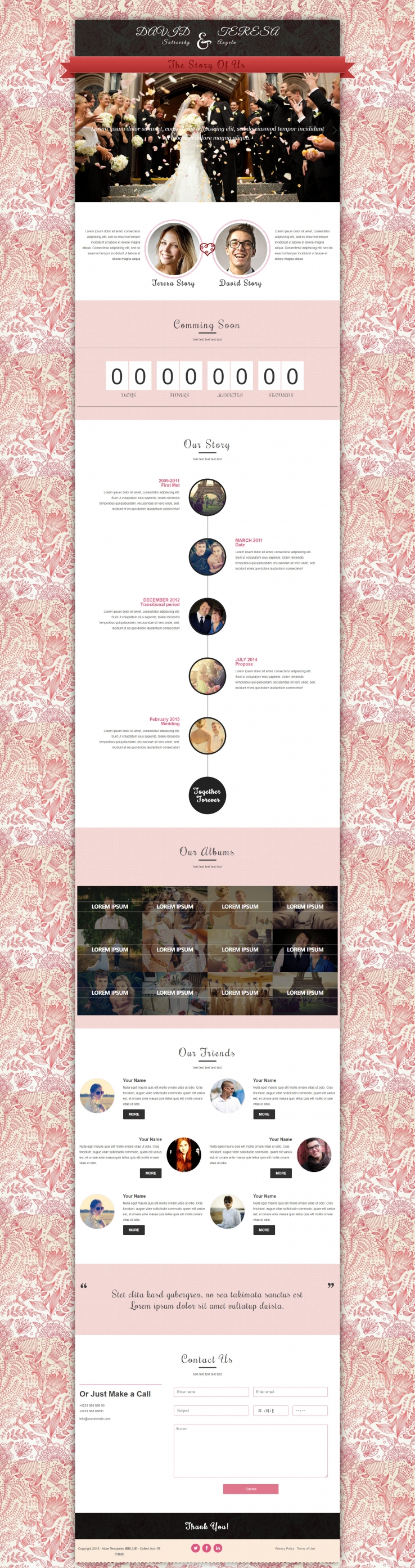 粉色花纹背景的婚庆公司企业网站模板下载