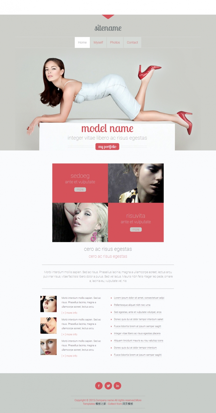 白色大气简洁的时装模特企业网站模板下载
