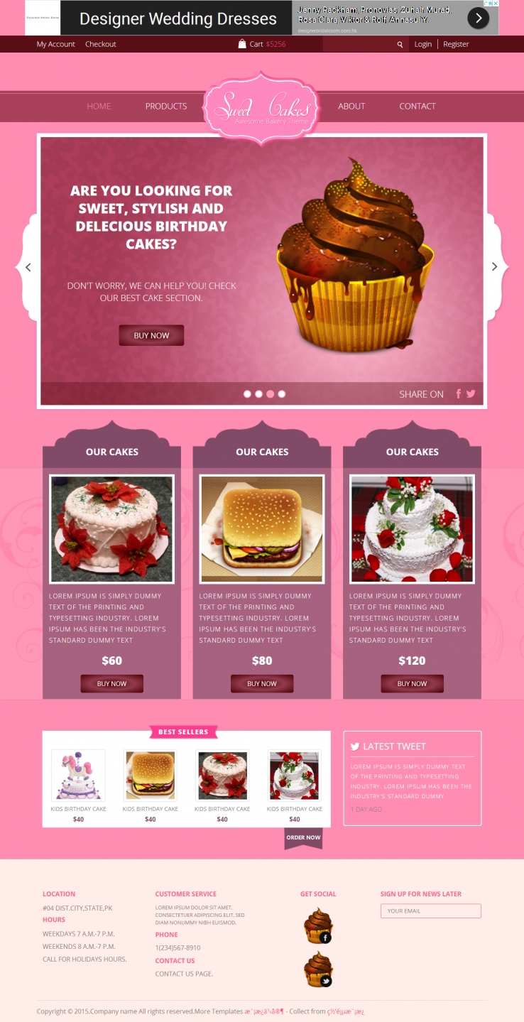 清新粉色的蛋糕甜品站整站网站模板下载