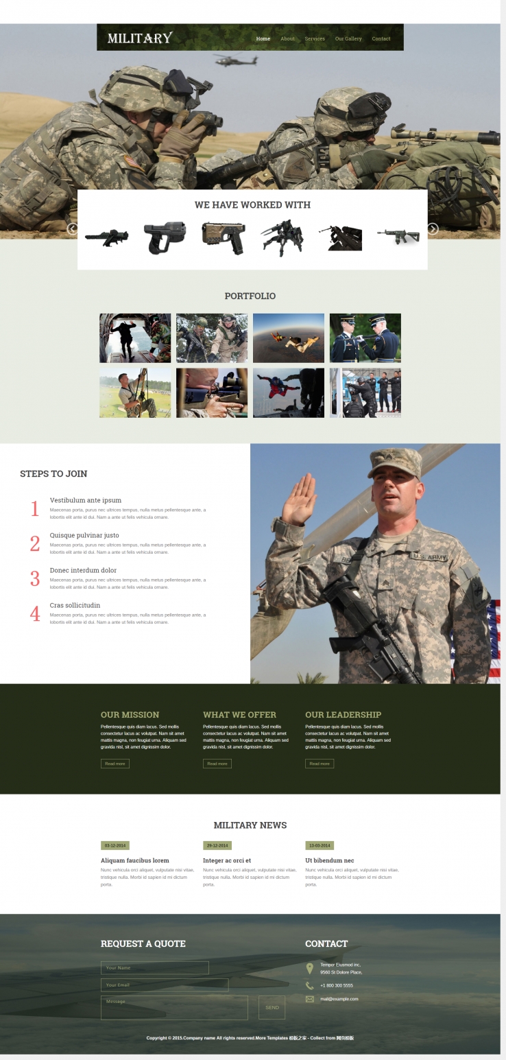 大气炫酷的户外军事拓展训练企业网站模板下载
