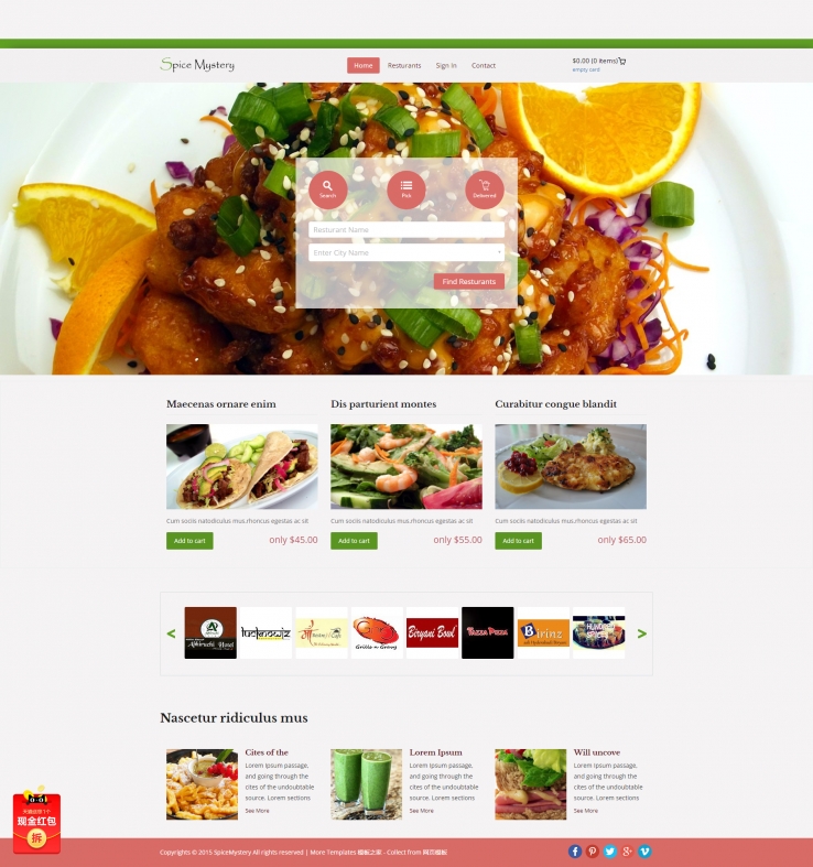 精美风格的水果沙拉西餐餐饮网站模板下载