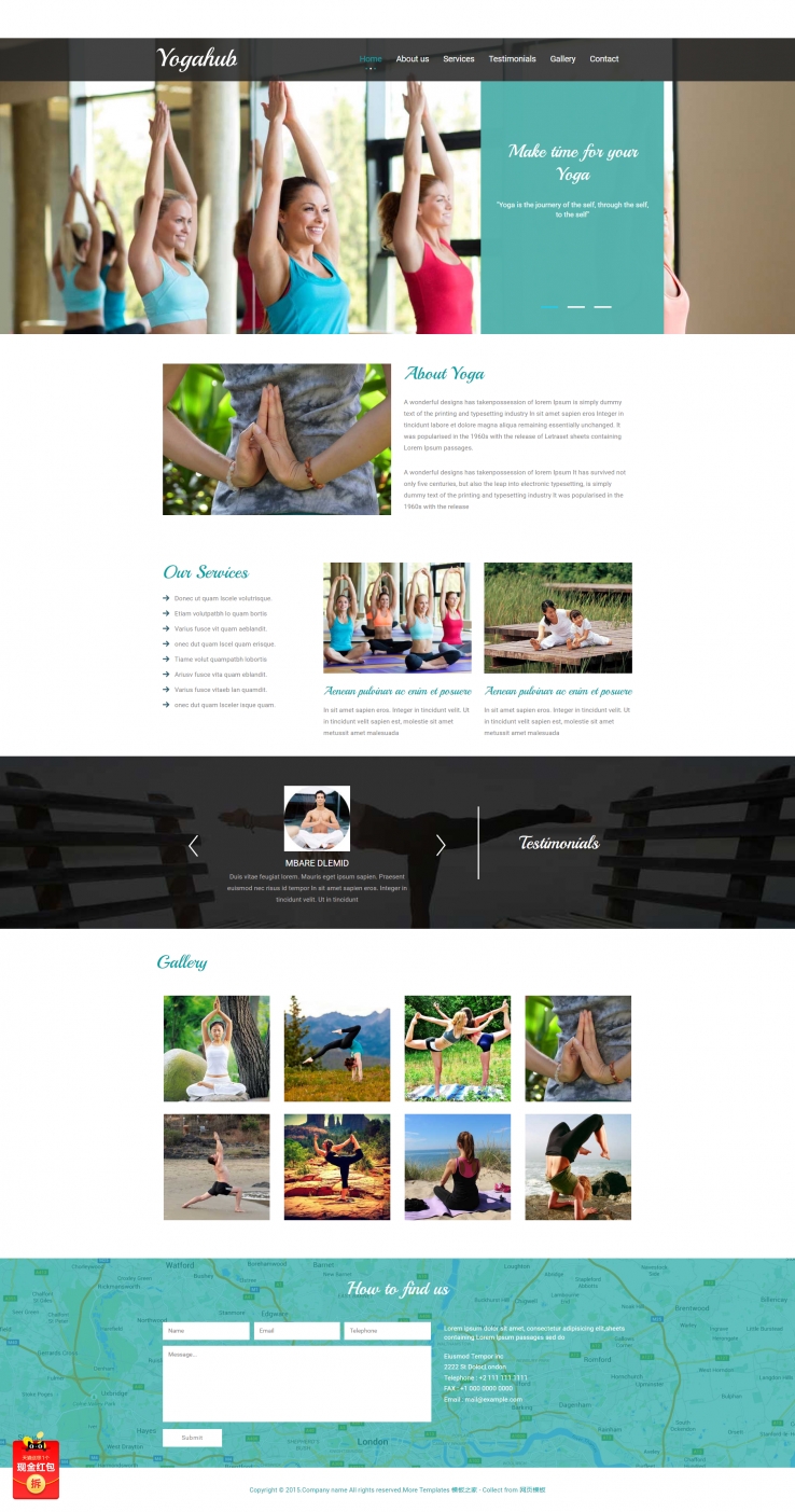 翡绿色响应式的健康瑜伽运动网站模板下载