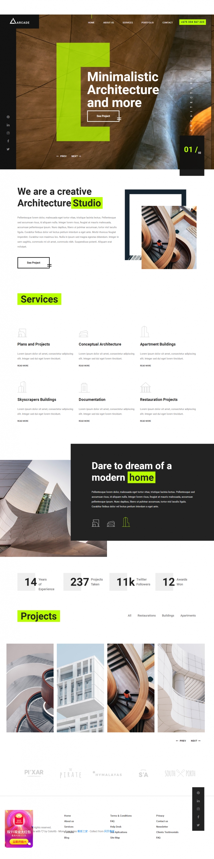 精美黑色的建筑大师艺术设计公司企业网站模板下载