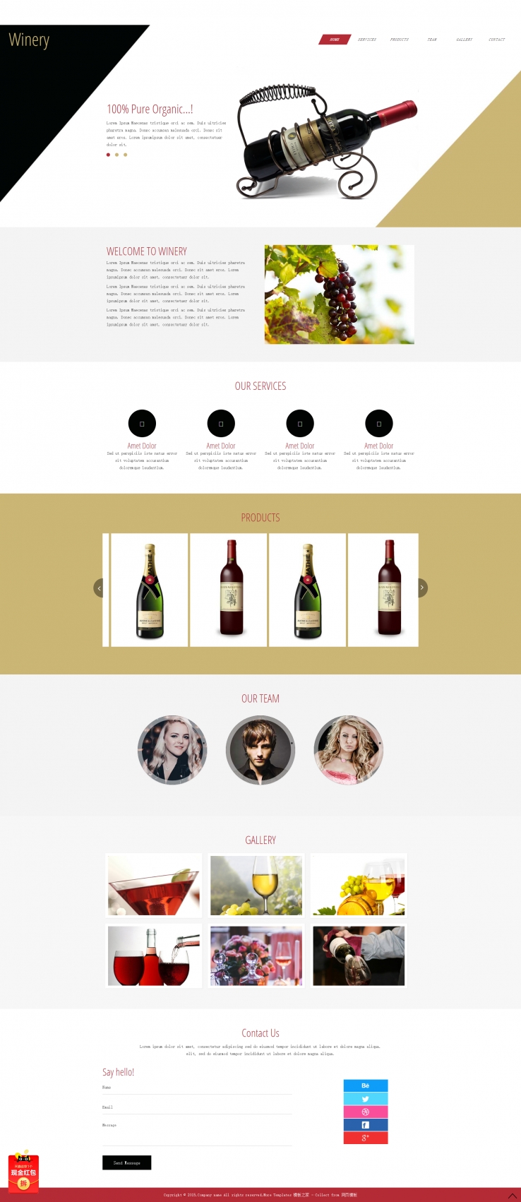 宽屏设计的红酒专卖店公司网页模板下载