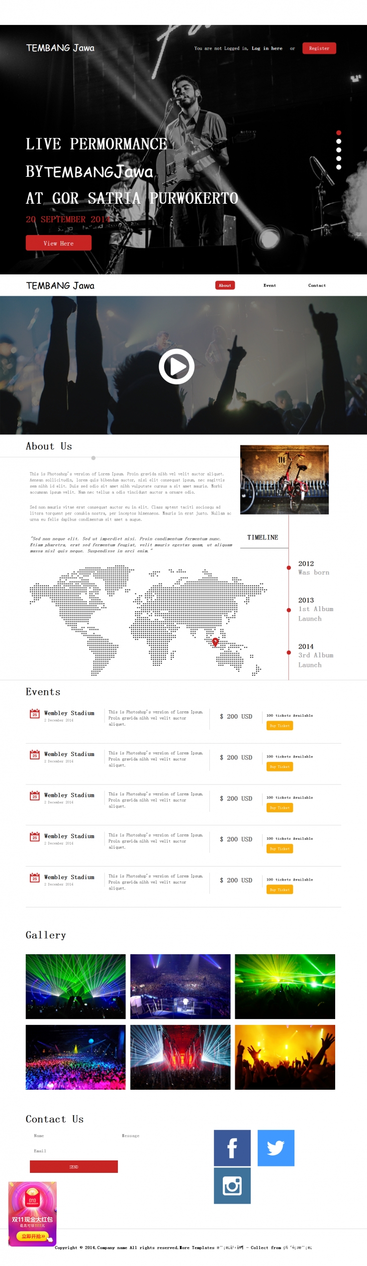 炫酷黑色的活动策划音乐节整站网站模板下载