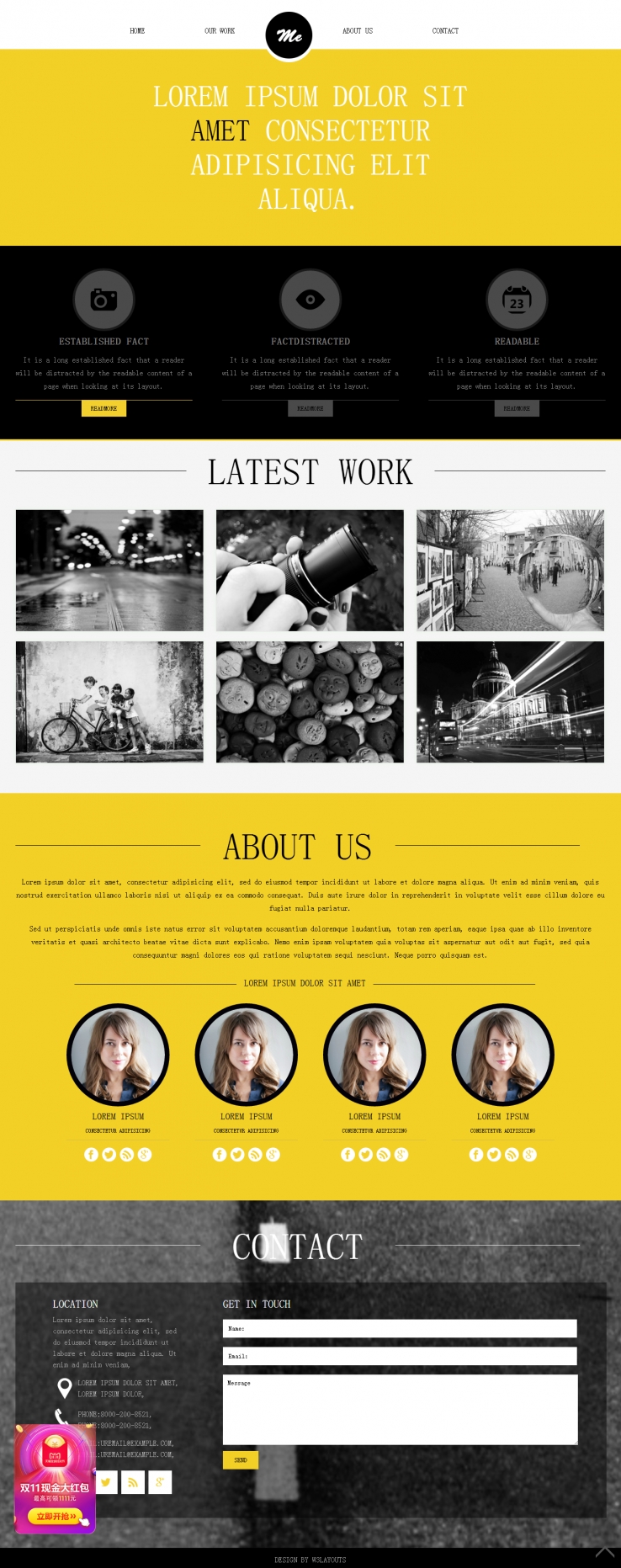 黄色炫酷的街拍摄影工作室企业网站模板下载
