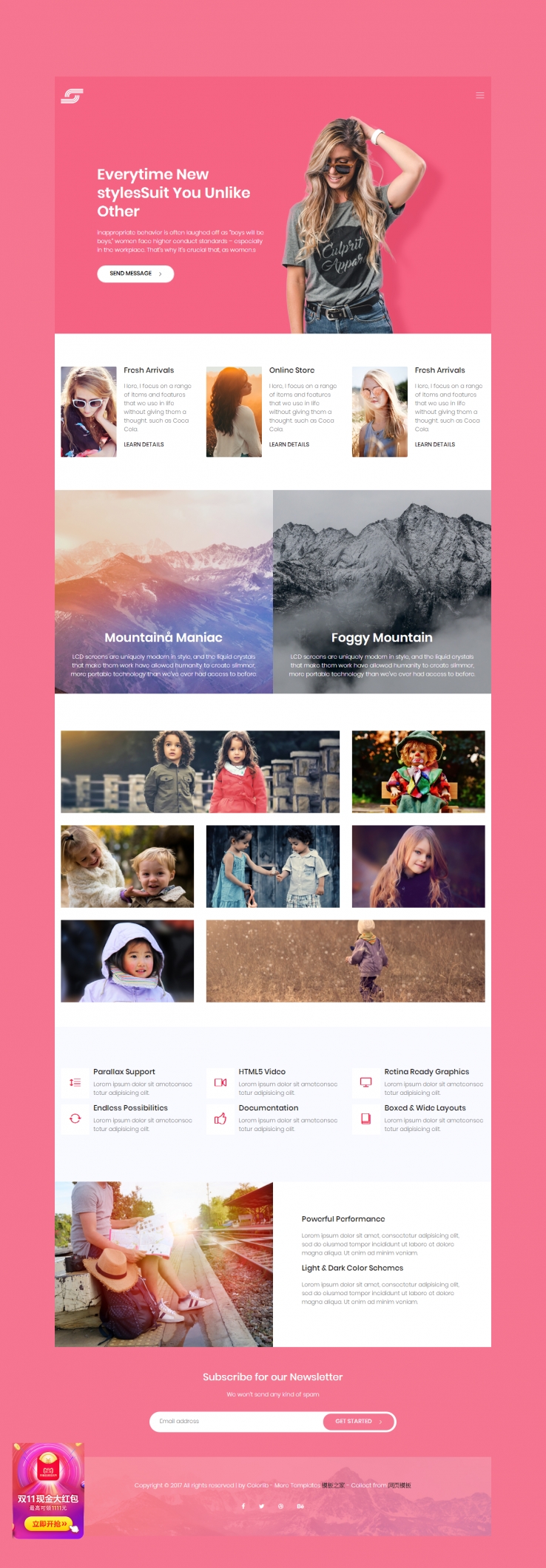 粉色大气的艺术之家摄影企业网站模板下载