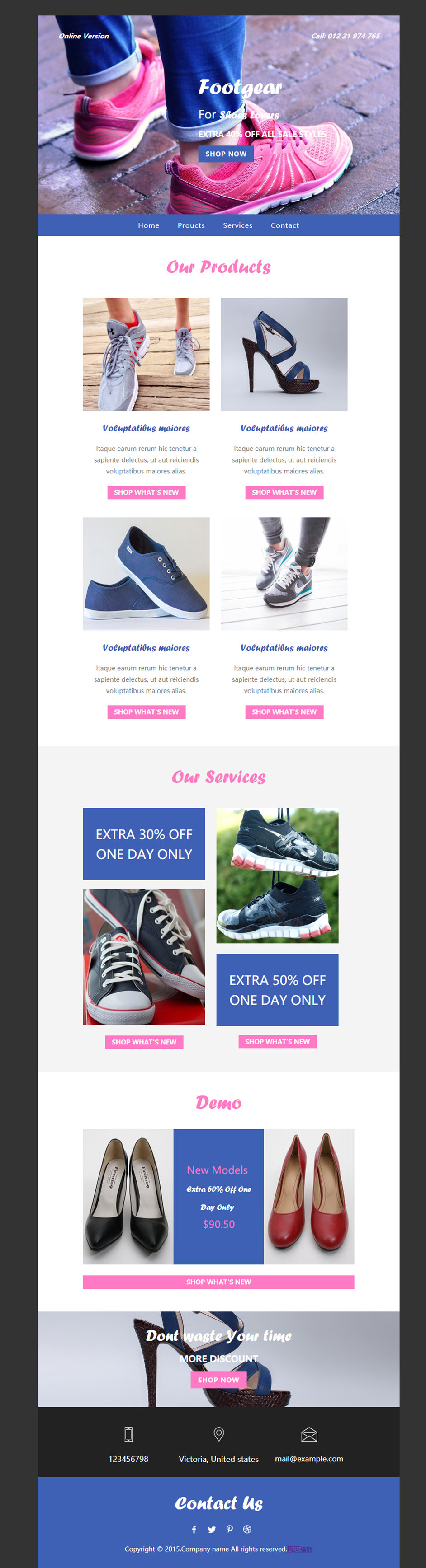 简洁精美的外贸鞋子微商网站模板下载