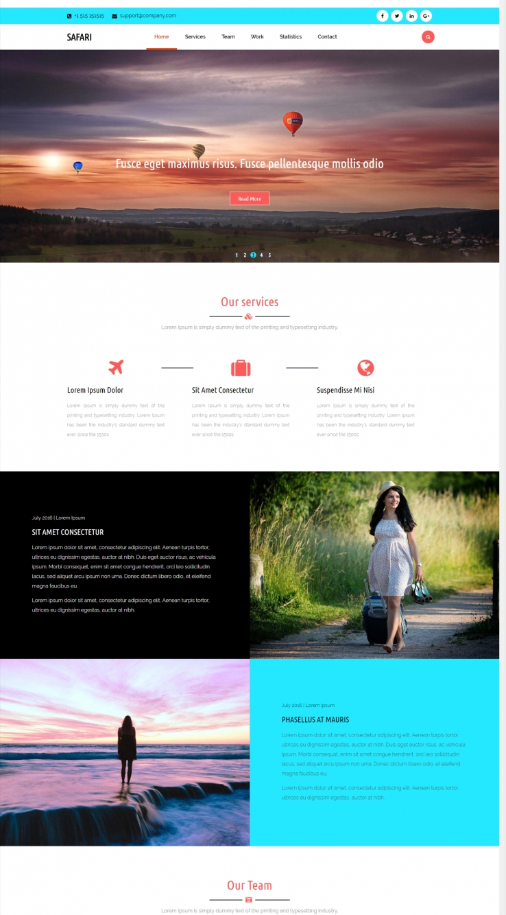 简洁蓝色风格的户外旅游公司企业网站模板