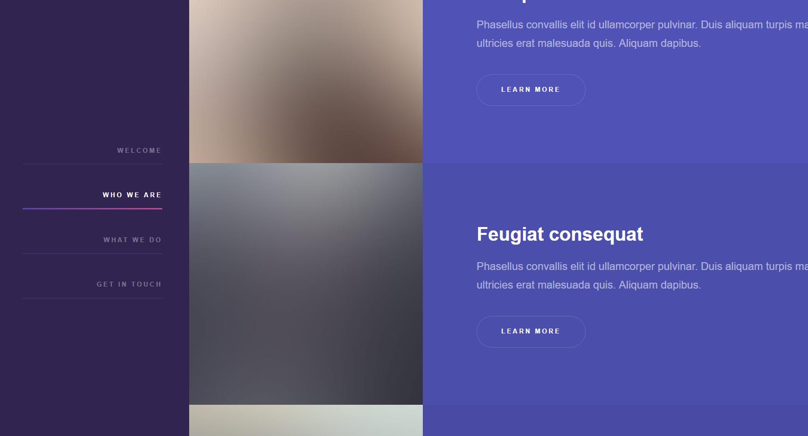 紫色左栏大气的设计公司作品展示网站模板下载