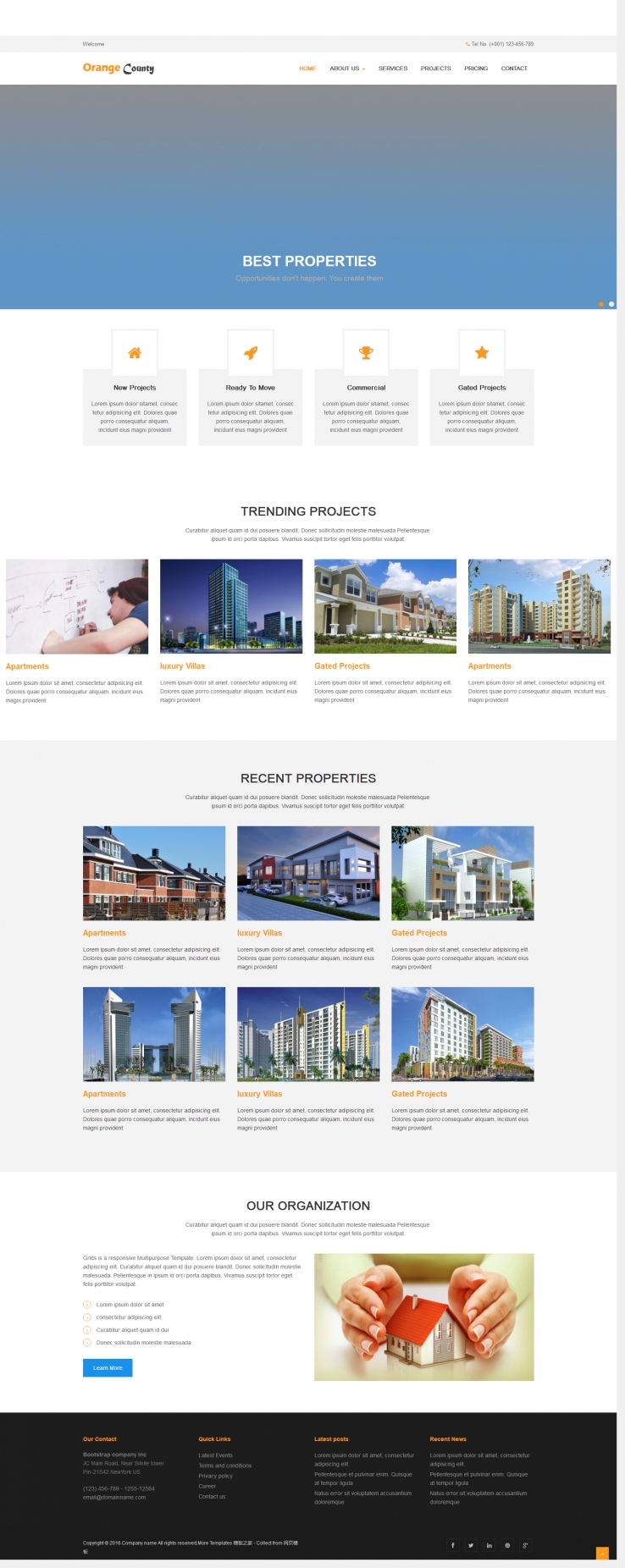 简洁白色风格的城市规划图企业网站模板下载