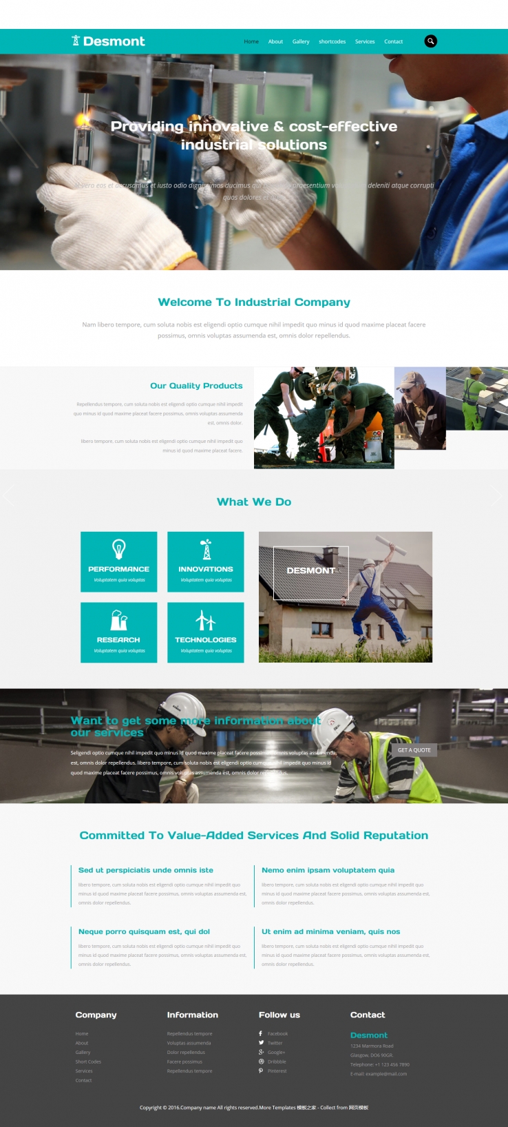 绿色简洁风格的机械工业制品企业网站模板下载