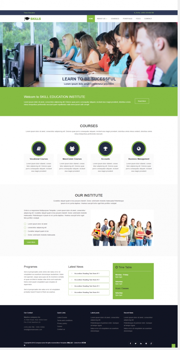 简洁绿色风格的外语培训企业网站模板下载