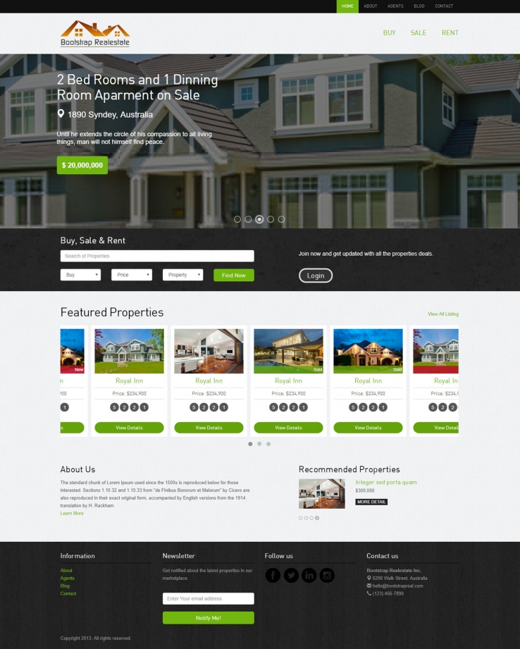 简洁风格的房屋出租中介企业网站模板下载