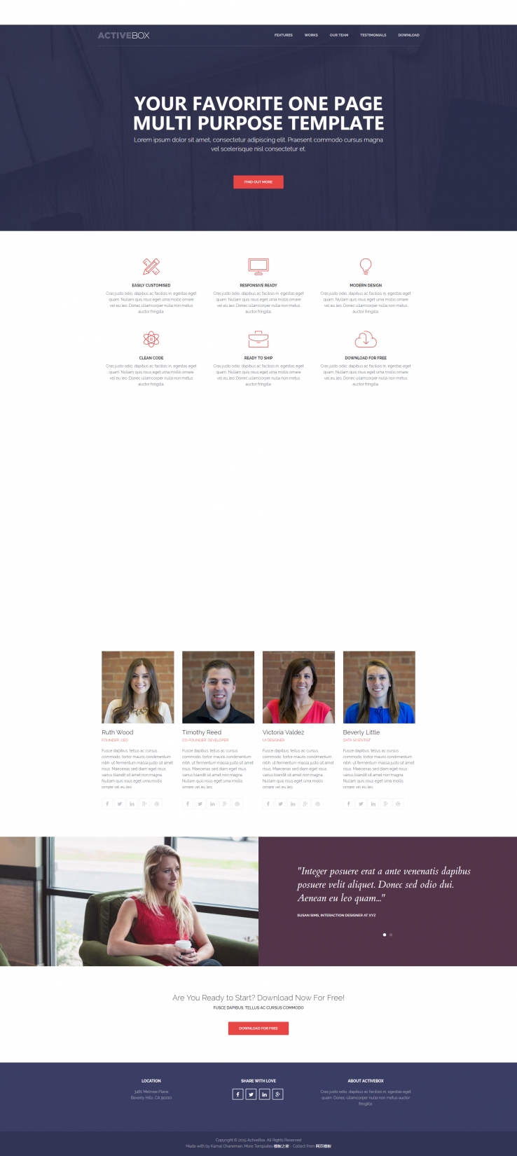 简洁蓝色的商务工业设计行业网站模板下载