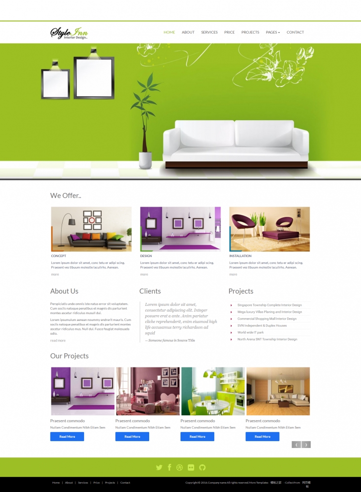 简洁绿色风格的家居卖场企业网站模板下载