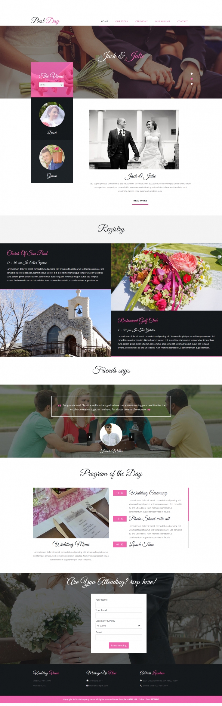 白色大气风格的婚礼布置现场企业网站模板下载