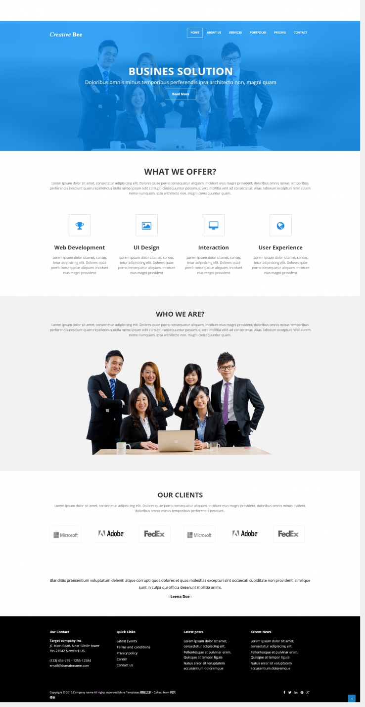 简洁蓝色风格的律师事务所企业网站模板下载