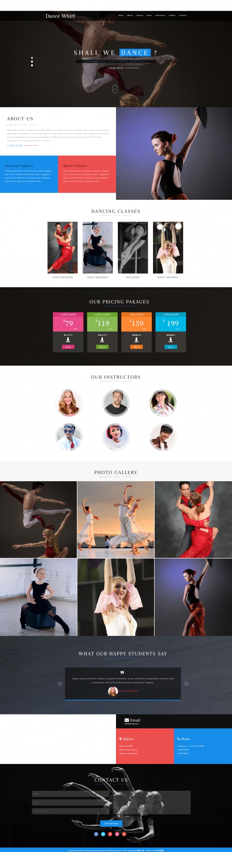 大气扁平化的舞蹈培训学校网站模板下载