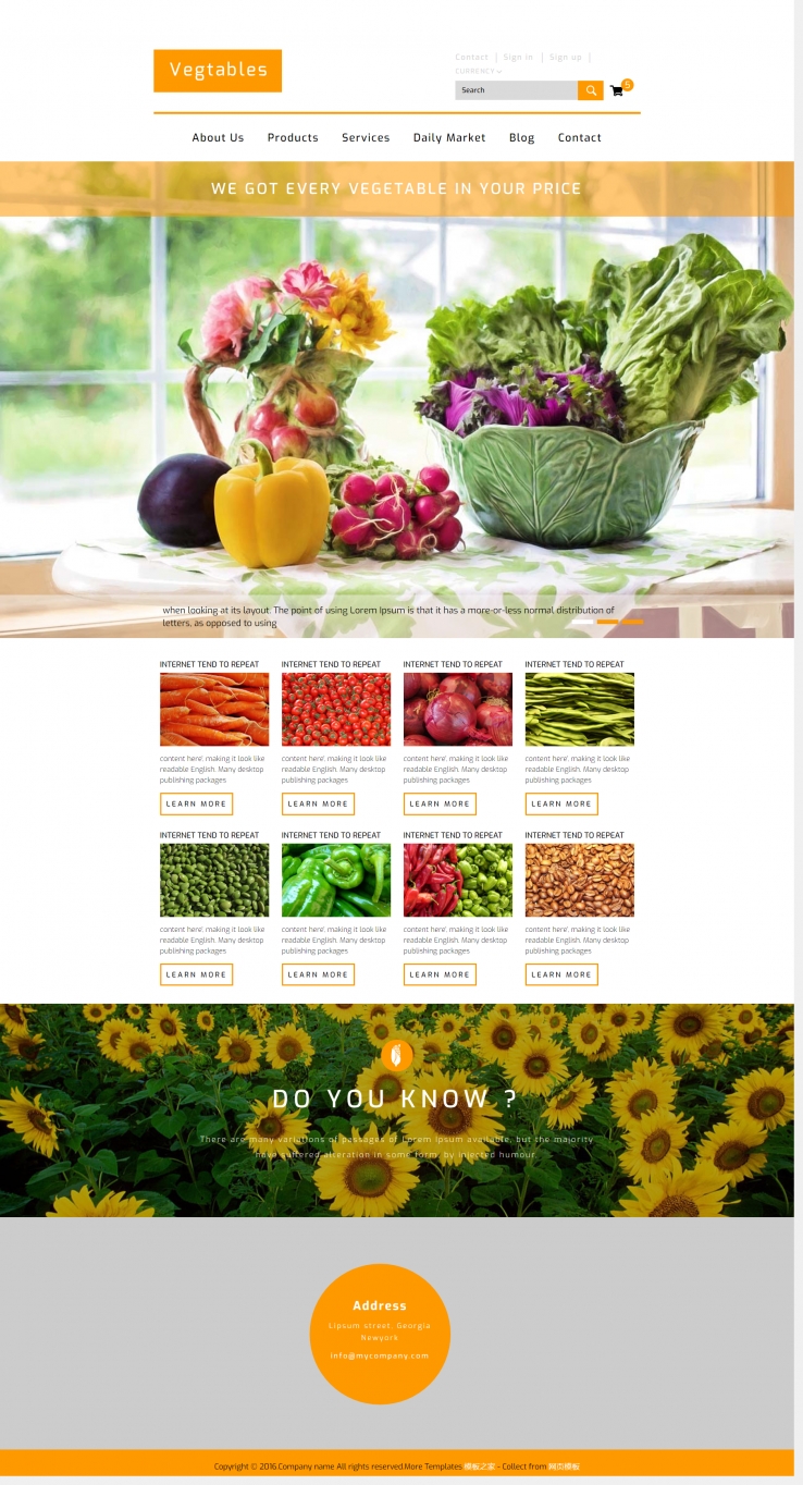 大气精美的蔬菜批发市场网页模板下载