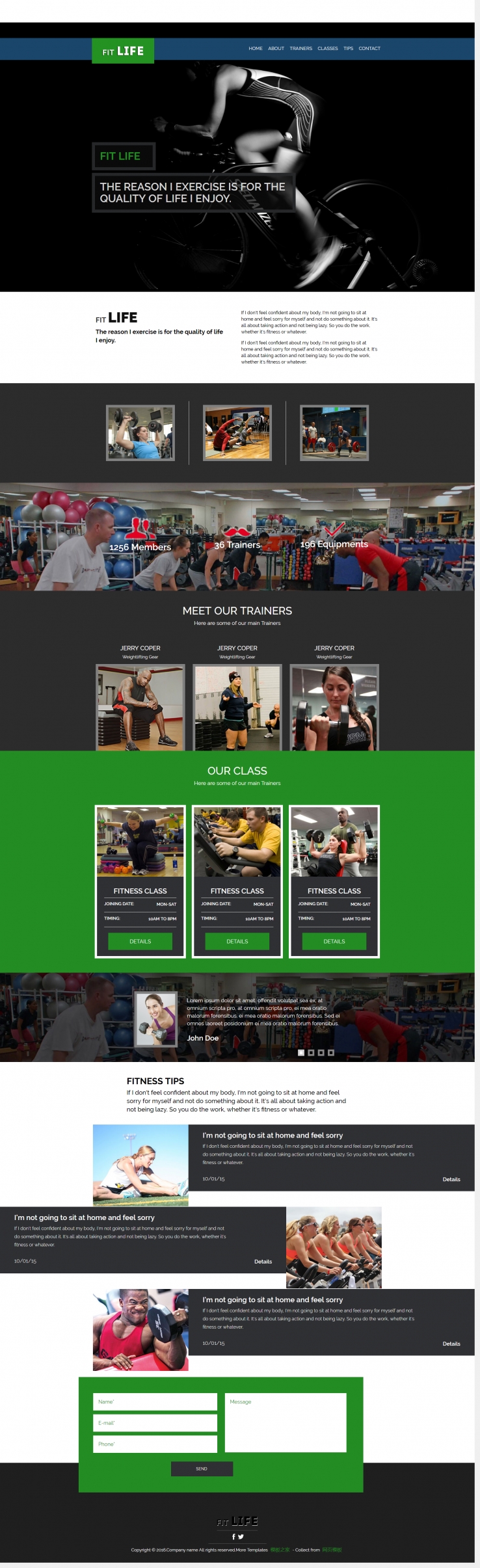 黑色炫酷风的健身运动馆宣传专题网页模板下载