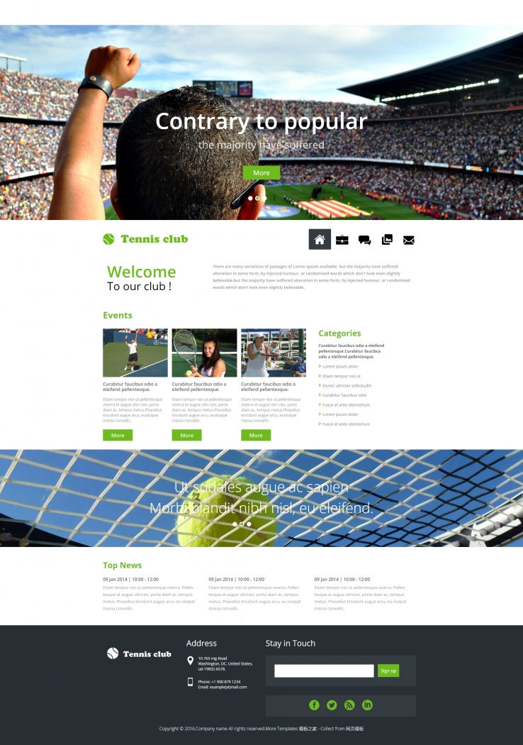 简洁大气的网球比赛体育专题网站模板下载