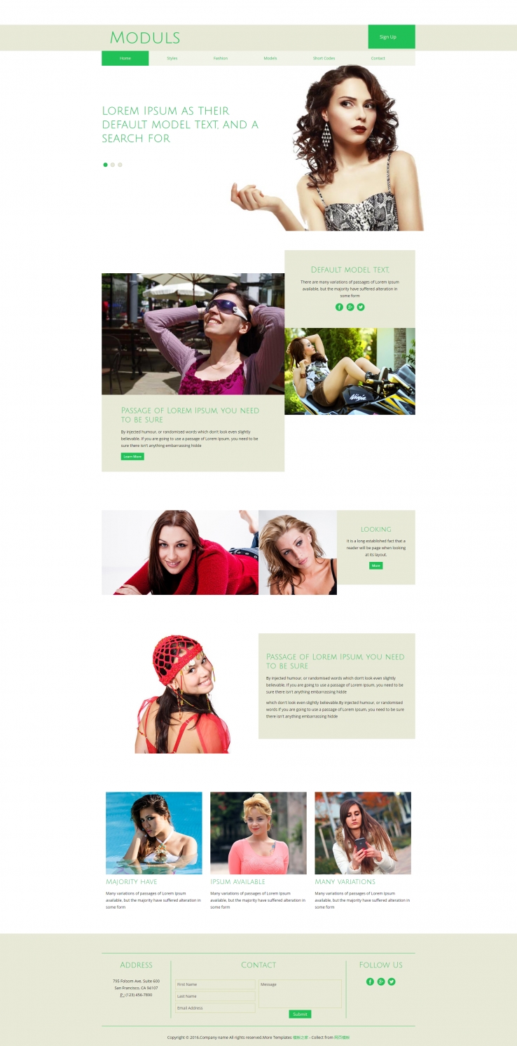绿色素雅的女性美容化妆网站模板下载