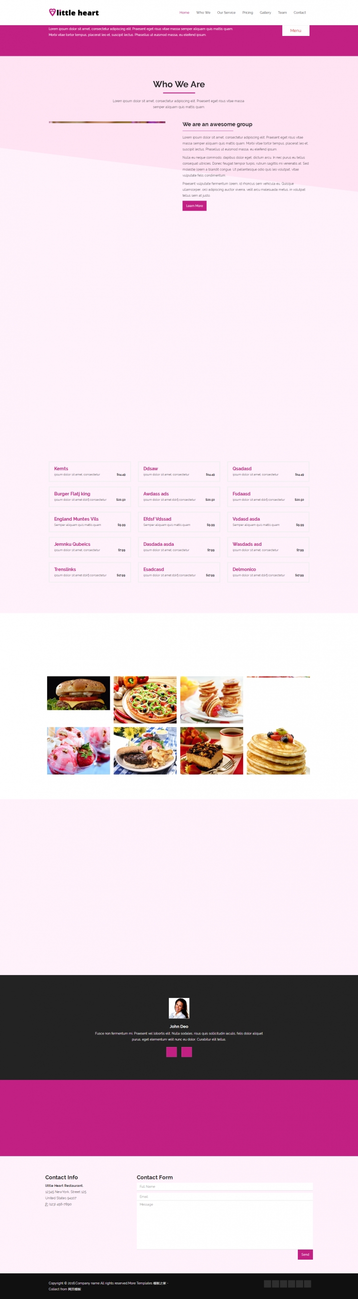 粉色简洁风格的在线订餐模板下载