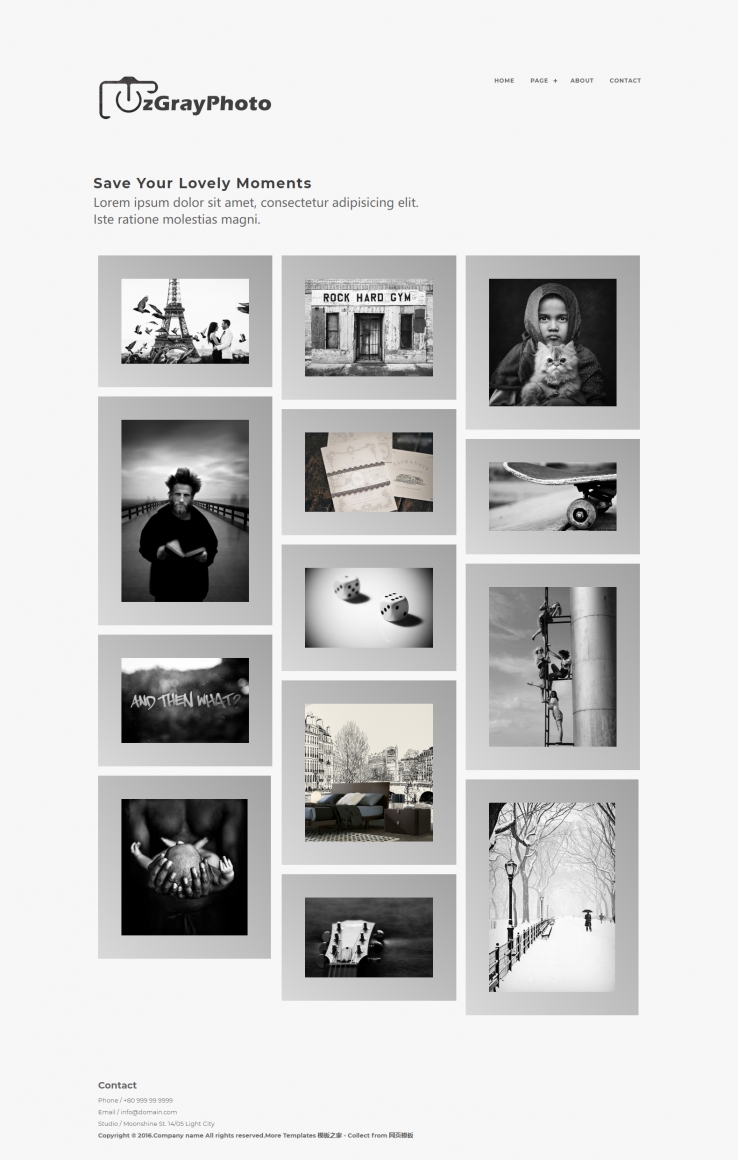 简洁灰色风格的人像摄影工作室网站模板下载