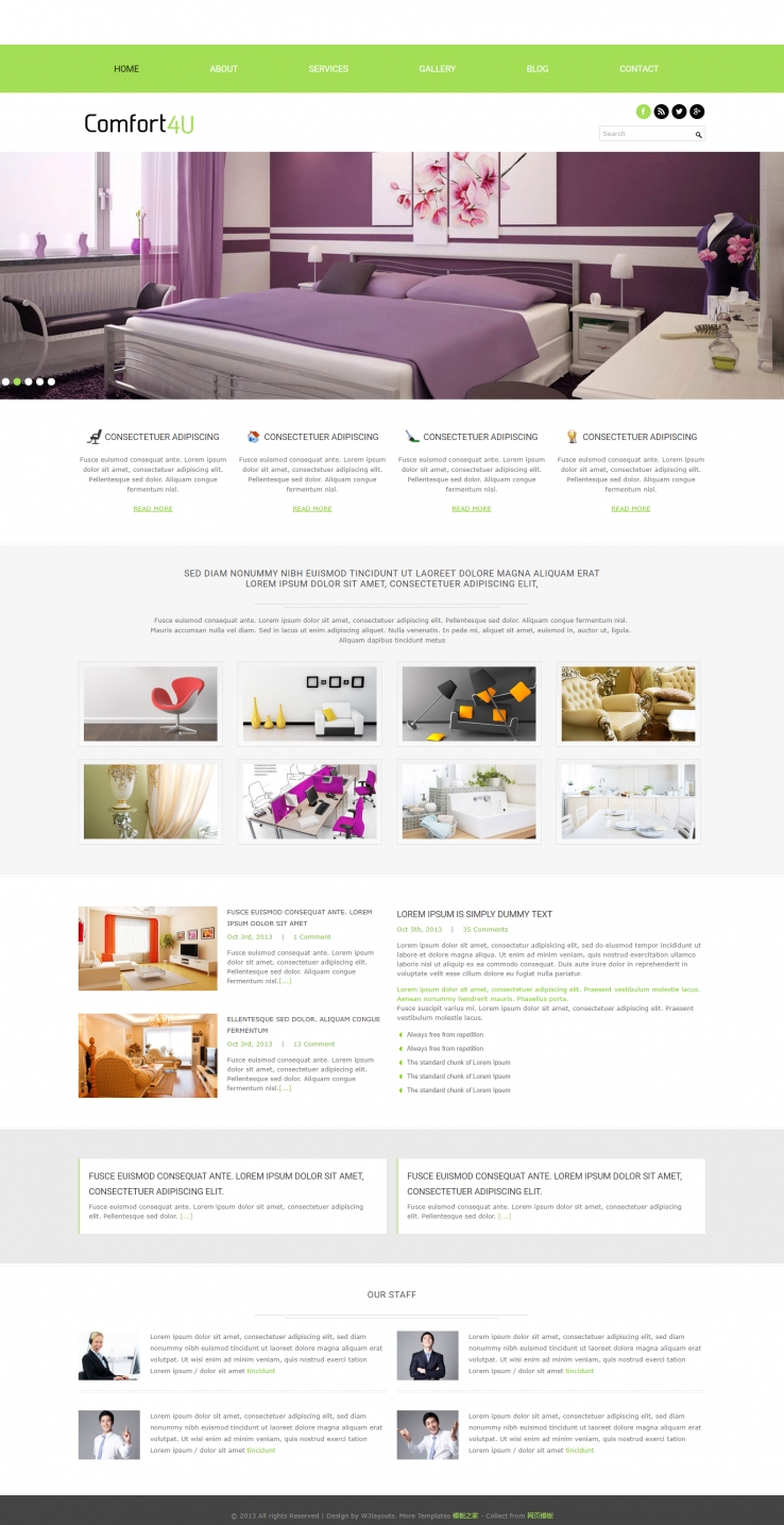 简洁绿色风格的家居装修企业网站模板下载