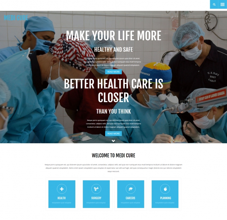 蓝色响应式的医疗服务机构网站模板下载