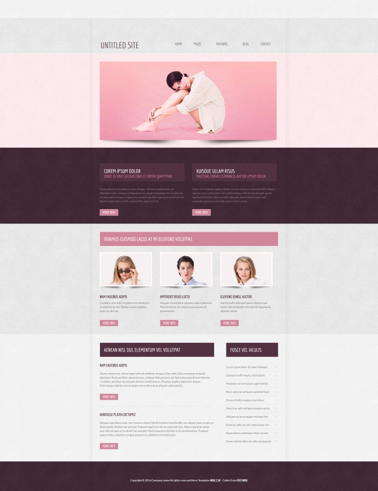 小清新淡粉色的女性美妆网站模板下载