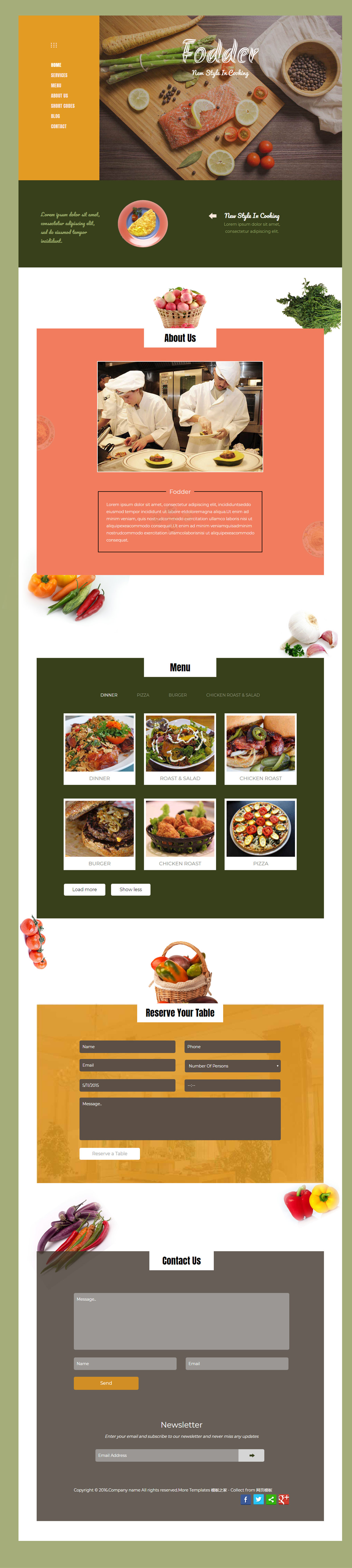 小清新精美的披萨餐饮外卖网站模板下载
