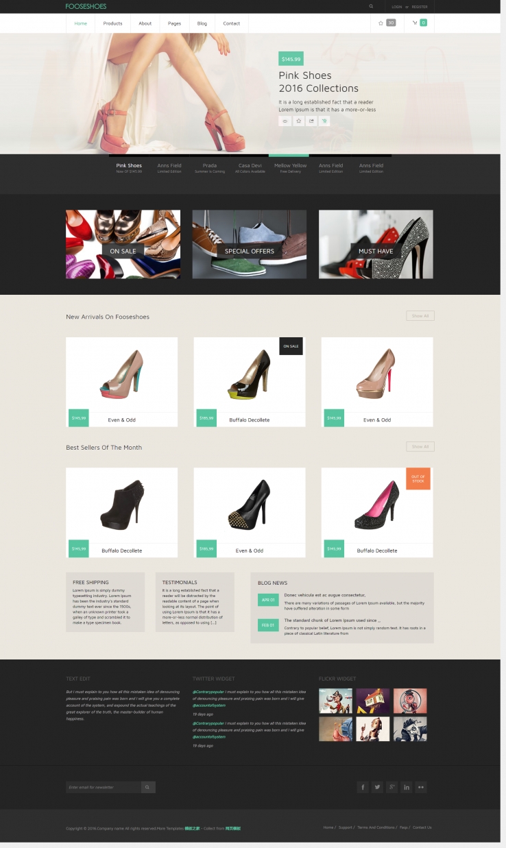 响应式简洁的鞋子在线商城网购网站模板下载