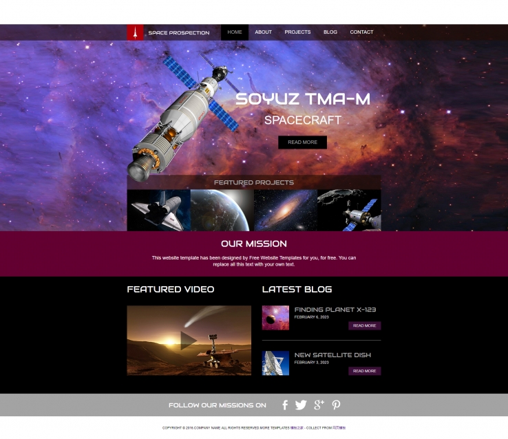 精美炫酷的太空探索科技企业整站模板下载