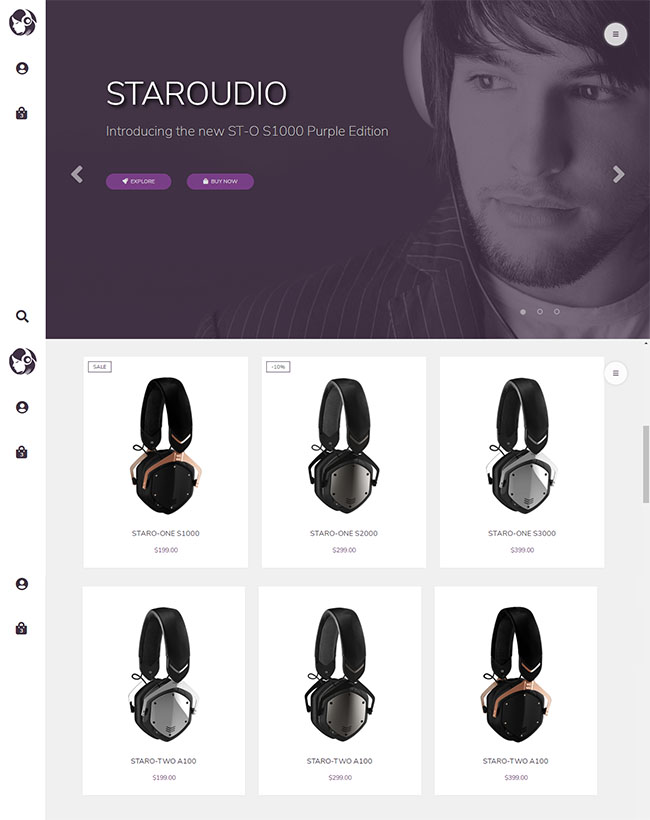 白色简洁风格的耳机商城企业网站模板
