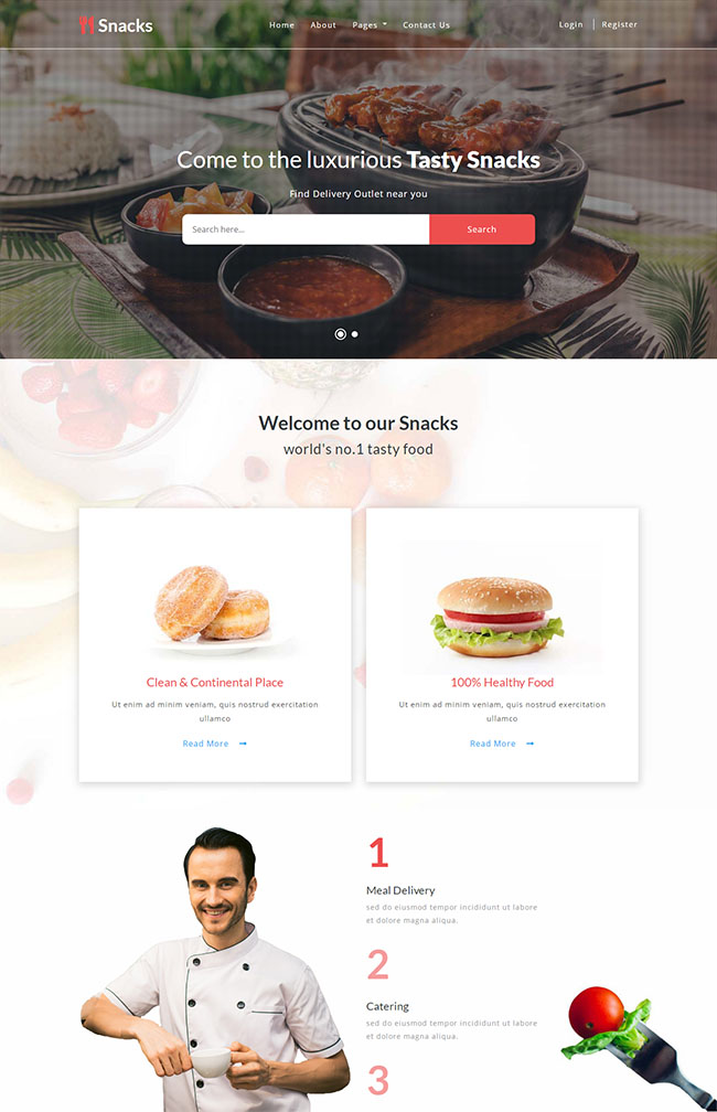 宽屏精美的汉堡美食网页模板下载