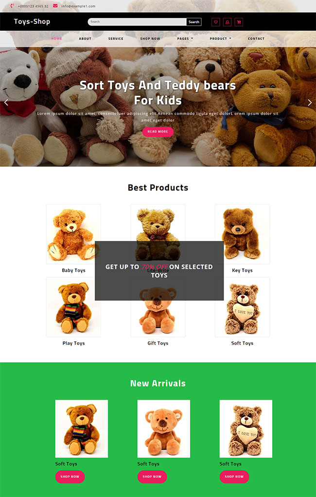 简洁精美的毛绒玩具网上商城网站模板下载