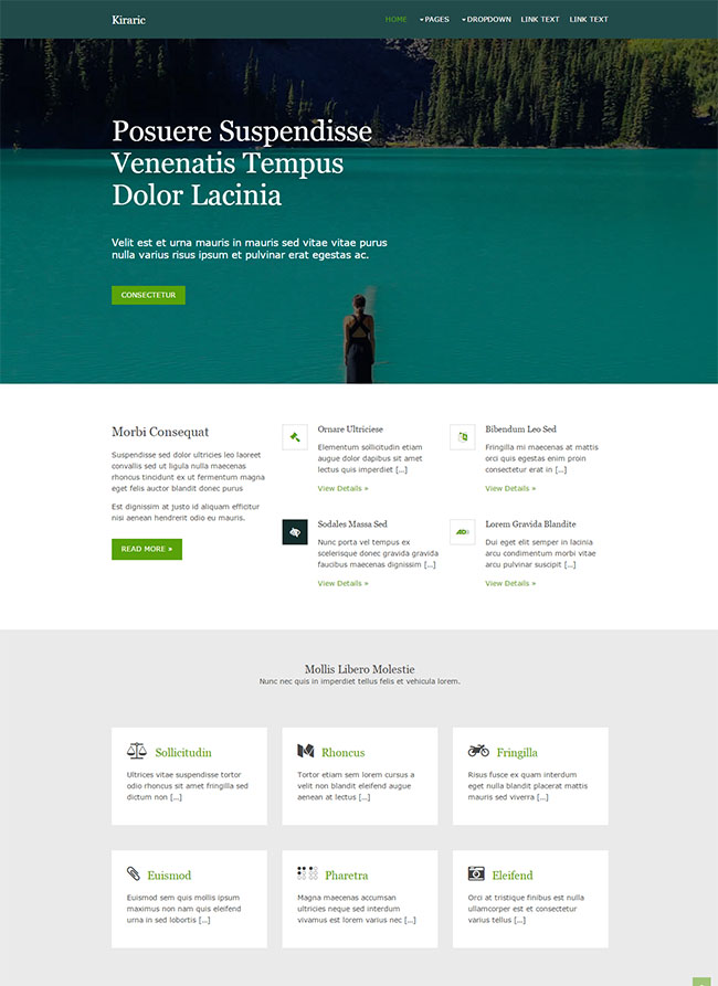 绿色宽屏风格的天然游泳池景区企业网站模板