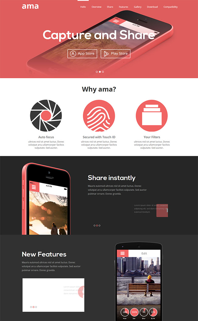 红色简洁风格的手机app应用开发企业网站模板