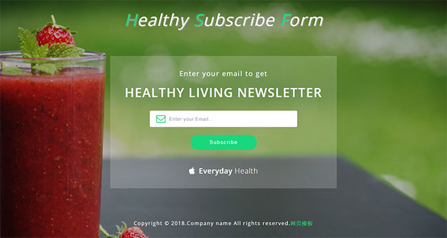 绿色清新风格的健康资讯e-mail订阅模板