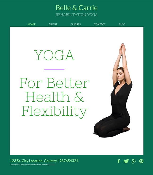 绿色简洁风的瑜伽训练工作室网站模板下载