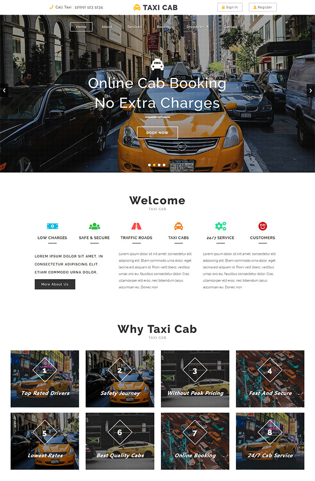 简洁风格的滴滴出租车公司网站模板下载
