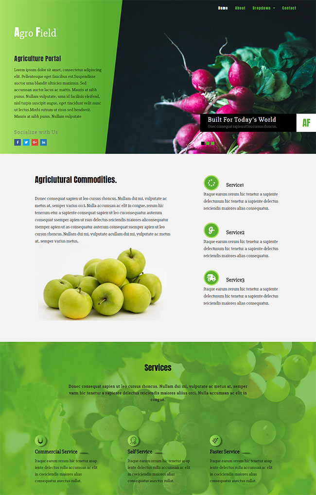 绿色精美风的农业门户网站模板下载
